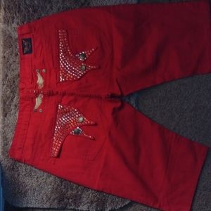 Robin's Jean Red studded Jean shorts Deni - 38 - M